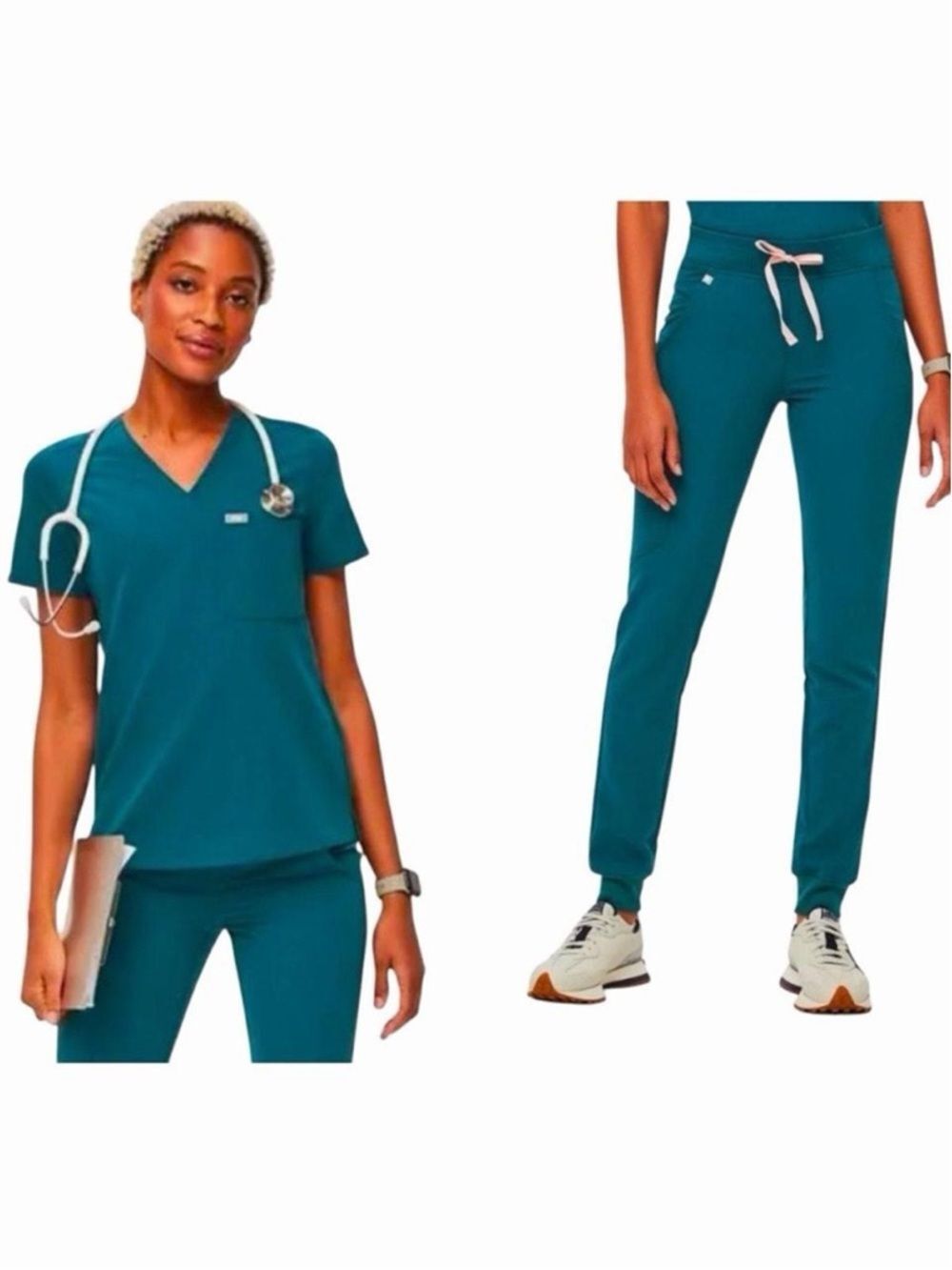 FIGS Limited Edition Caribbean Blue Scrub Set Size XS Catarina Top Zamora Jogger